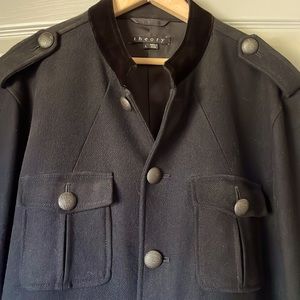 Theory Mens L - Band Collar Wool Jacket - Black